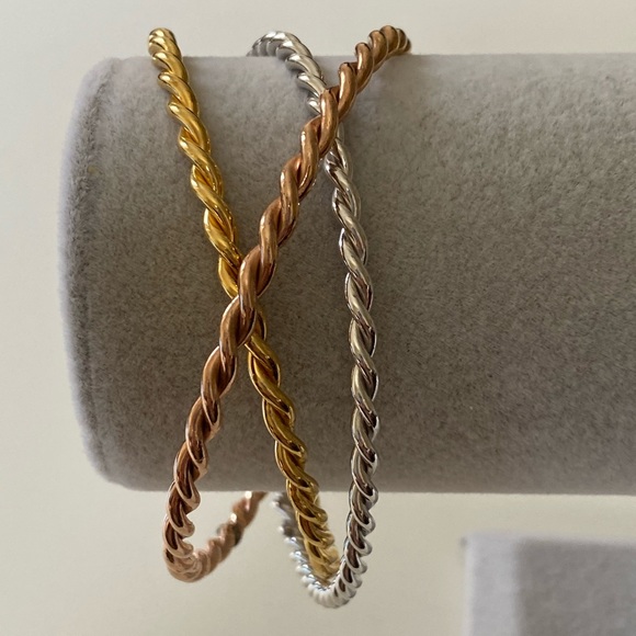 925 Silver handmade connected 3 twisted bangles - Picture 3 of 7